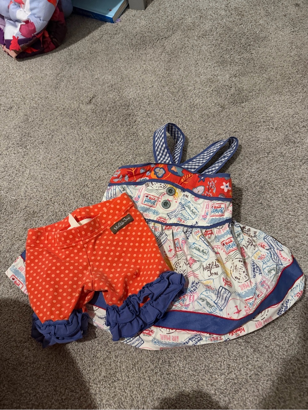 Matilda Jane Red & Blue Girls Dress Set